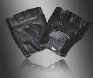 LEATHER GLOVES FITNESS EXERCISE TRAINING CYCLING GYM MESH WEIGHT LIFTING PADDED - Picture 1 of 20