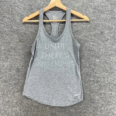 Camiseta Nike Activewear Tank Mujer XS Gris La Camiseta Nike Dri Fit Sin Mangas Cuello en V Logo Foto 1 de 4