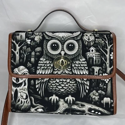 Cottagecore Owl Satchel bag, Witchy Crossbody Bag, Dark Cottagecore Bag - Image 1 of 4