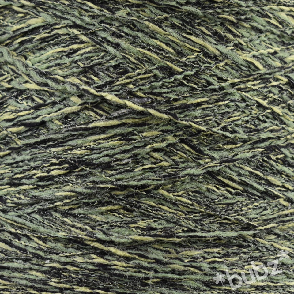 TEXTURED YARN CONE 400g 8 BALLS GREEN BLACK MULTI MIX MACHINE KNITTING WEAVING - Image 1 of 1