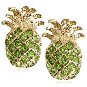 Chic Charm Sparkly Crystal Pineapple Stud Earrings Bohemian Fruits Pearl Pineapp - Picture 1 of 7