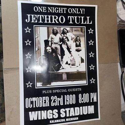 Vintage 1980 Jethro Tull  Concert POSTER  12x18” Ian Anderson Kalamazoo, MI - Image 1 of 4