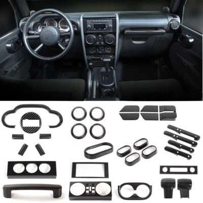 33pcs/set Interior Decoration Cover Trim Panel Kit For Jeep Wrangler JK 2007-10 - Image 1 of 4