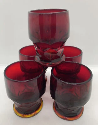 5 Viking Georgian Ruby Red Honeycomb Tumblers Juice Amberina Glass 3 1/4 Tall - Image 1 of 4