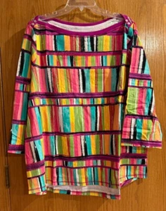Westbound Woman 100% Cotton 3/4 Sleeve Pullover Size 3X - Broken Stripe - Picture 1 of 6