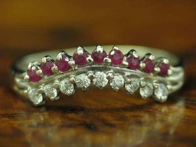 925 Anello IN Argento Sterling con Zirconia & Spinello Ricoperto / 1,7g / Rg 54 - Immagine 1 di 3