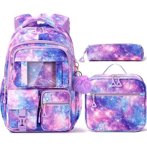 Girls Backpack for School 3Pcs Waterproof Kids Backpack with Lunch Box & Penc... - Picture 1 of 8