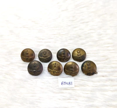 Antique National Emblem Eagle Monogram Embossed Sewing Buttons Old 8 Pcs BTN83 - Image 1 of 4