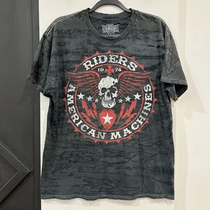 Y2K MMA Elite Riders American Machines Skull Tee Large Shirt - Picture 1 of 6