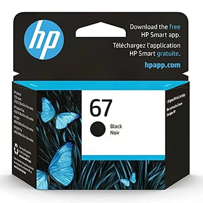HP 67 BLACK INK CARTRIDGE WORKS WITH HP DESKJET 1255, 2700, 4100 SERIES - Image 1 of 4