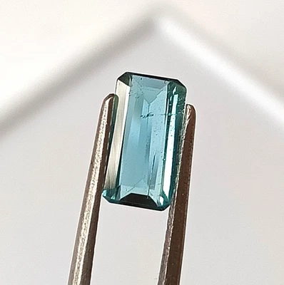 1.10 Carat Lagoon Tourmaline Natural Emerald Cut Faceted Loose Gemstone 5X9.5 mm - Image 1 of 4