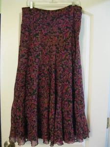 Ruby Rd, 12, Tiered Skirt, Abstract Red/Pink/Purple/Browns/Black, Pull-On, Lined - Picture 1 of 3