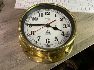 Vintage Vega Ship Wall Clock Winding Auto Antique Maritime Timepiece from Poland - Picture 1 of 8