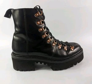 Grenson Nanette Black Leather Hiker Boots Chunky X light Soles UK 4.5 - Picture 1 of 7