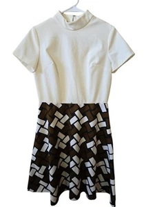 Vintage 70er Jahre Minikleid geometrisches Muster Retro Damengröße 12 - Bild 1 von 4