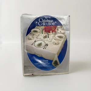 Paragon Christmas Greenery Cross Stitch Tablecloth Kit Vintage 1981 59" x 123" - Picture 1 of 6
