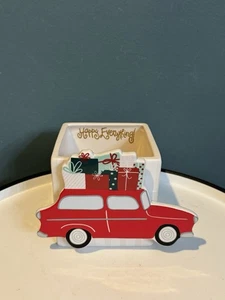 Happy Everything 4" grau Streifen Box Würfel Pflanzgefäß & Urlaub Auto Mini Aufsatz - Bild 1 von 10