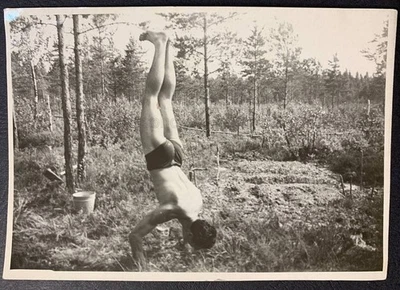 Sport Gym Beach Athlete 24yo Handsome man back trunks muscle bulge photo Gay Int - Image 1 of 3