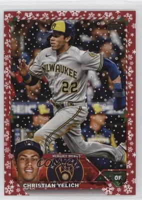 2023 Topps Holiday Red Metallic /99 Christian Yelich #H164 - Image 1 of 2