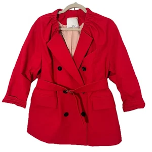 Gabardina 3.1 Phillip Lim Talla 8 Roja Doble Pecho Manga 3/4 Oficina Preppy - Imagen 1 de 6