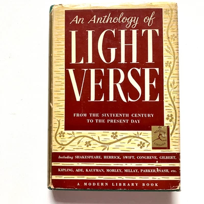 AN ANTHOLOGY OF LIGHT VERSE Louis Kronenberger 1935 Modern Library Dust Jacket - Imagem 1 de 4