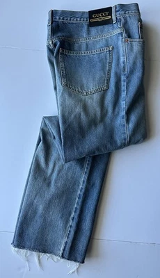 Jeans masculino Gucci Eco lavado azul claro folgado 36 EUA (52 euros) Itália 731507 novo com etiquetas - Imagem 1 de 4