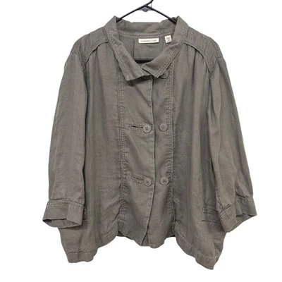 Coldwater Creek Linen Jacket 2X Taupe Lagen Soft Utility Quiet Luxury Layering - Image 1 of 4