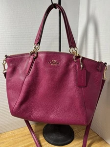 Coach Small Kelsey Satchel Cross Body Purse Pebbled Leather Rose Pink - Picture 1 of 16