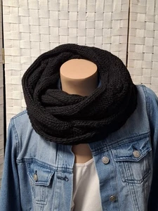 Trendy Loop Schwarz Strick Zopfmuster Schal kuscheliger Strickloop dimo Neu - Picture 1 of 3