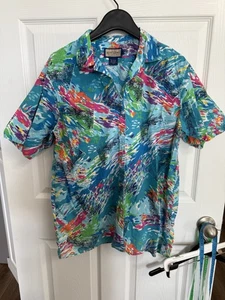 Vintage Ruff Hewn USA Men’s L Bright Abstract Surf Print Shirt 100% Cotton - Picture 1 of 9