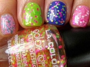 L.A. Colors Color Craze Nail Polish w/ Hardeners, Confetti Shades *Choose Your* - Picture 1 of 20