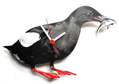 LARKRISE DESIGNS Reloj Guillemot negro - aves marinas - reloj de aves marinas - aves marinas guillemots negras B14