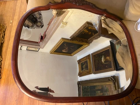 Large Stunning Antique Crested Wall Mirror - 37.5" Wide x 35.0" Tall Cover