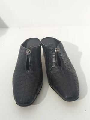 PFR Brighton Tynan Encantado Marrón Tejido Cuero Sin Cordones Tacón Mula Talla 6.5M Foto 1 de 4