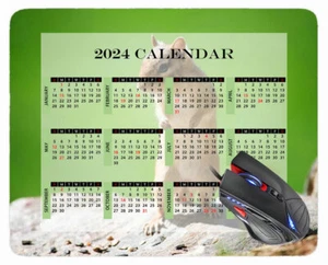 2024 Calendar Mouse Pad with Holidays,Begonia Red Rectangle Gaming Mouse Pads - Picture 1 of 37