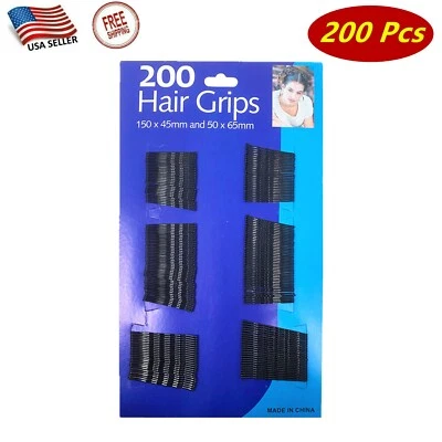 200 Pcs Black Wavy Hair Clips Bobby Pins Hair Grips Secure Hold Salon Styling - Image 1 of 4