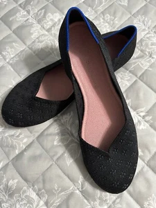 Rothy’s Neu ohne Karton schwarz schimmernde runde Zehenpartie Ballerinas, Größe 9,5 - Bild 1 von 11