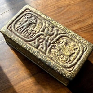 Antique Tiffany Studios Zodiac Bronze Stamp Box 802 Gilt Bronze Dore New York - Picture 1 of 9