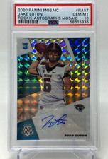 2020 Panini Mosaic Jake Luton ROOKIE AUTOGRAPHS MOSAIC ~ PSA 10 ~ ROOKIE CARD