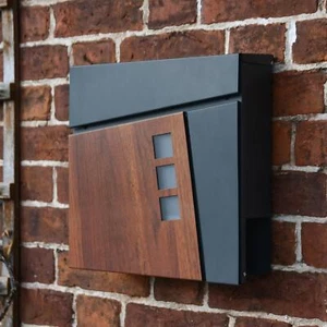 "Elmsgate" Anthracite Grey Modern Wall Mounted Post Box - Picture 1 of 6
