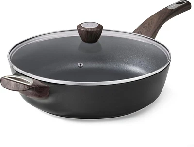 Nonstick Frying Pan Skillet with Lid, 13.3 Inch Large Deep Frying Pan, 6 Qt Non