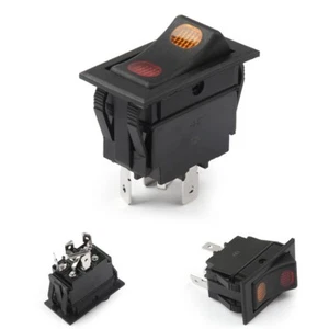 Lighted Red and Amber Rocker Switch SPDT 10 Amps 12 volts DC 4 Prongs ON OFF ON - Picture 1 of 3