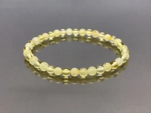 Amber Bracelet Gift Round Beads Yellow Lemon Natural Baltic Amber 2,6g 19008 - Picture 1 of 17