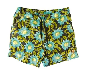 TOMMY BAHAMA Swim Trunk Board Shorts Mens M 36x7 BLUE Hawaiian Floral Print NWOT - Picture 1 of 10