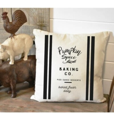 Fall Minimalist Pillow Cover, Pumpkin Spice Indoor/Outdoor,  Autumn Decoration,  - Image 1 of 2