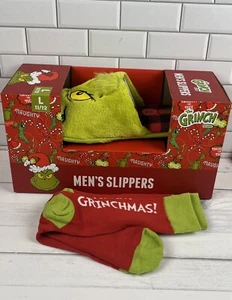 Dr. Seuss The Grinch Size:L(11/12) Men’s Christmas Holiday Slippers With Socks - Picture 1 of 6