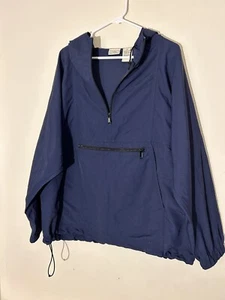 VINTAGE Men’s LL Bean Blue ￼￼Windbreaker Nylon 1/4 Zip Hooded XL Regular - Picture 1 of 4