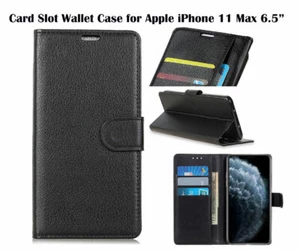 Flip PU Leather Card Slot Wallet Case Cover for Apple iPhone 11 Pro Max 6.5" - Picture 1 of 10
