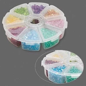Plastic Round 4" inch 8 section container Organizer EMPTY 8 Individual   - Picture 1 of 10