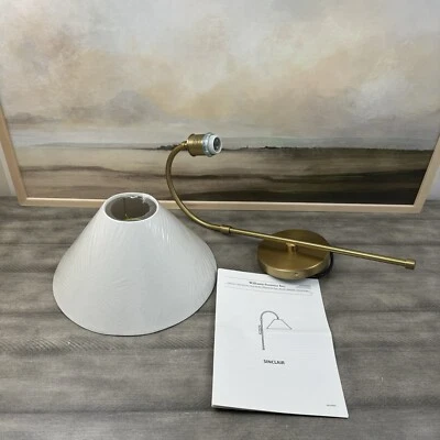 Aplique de arco de metal Pottery Barn Sinclair con sombra latón caído deslustrado leer OB Foto 1 de 4